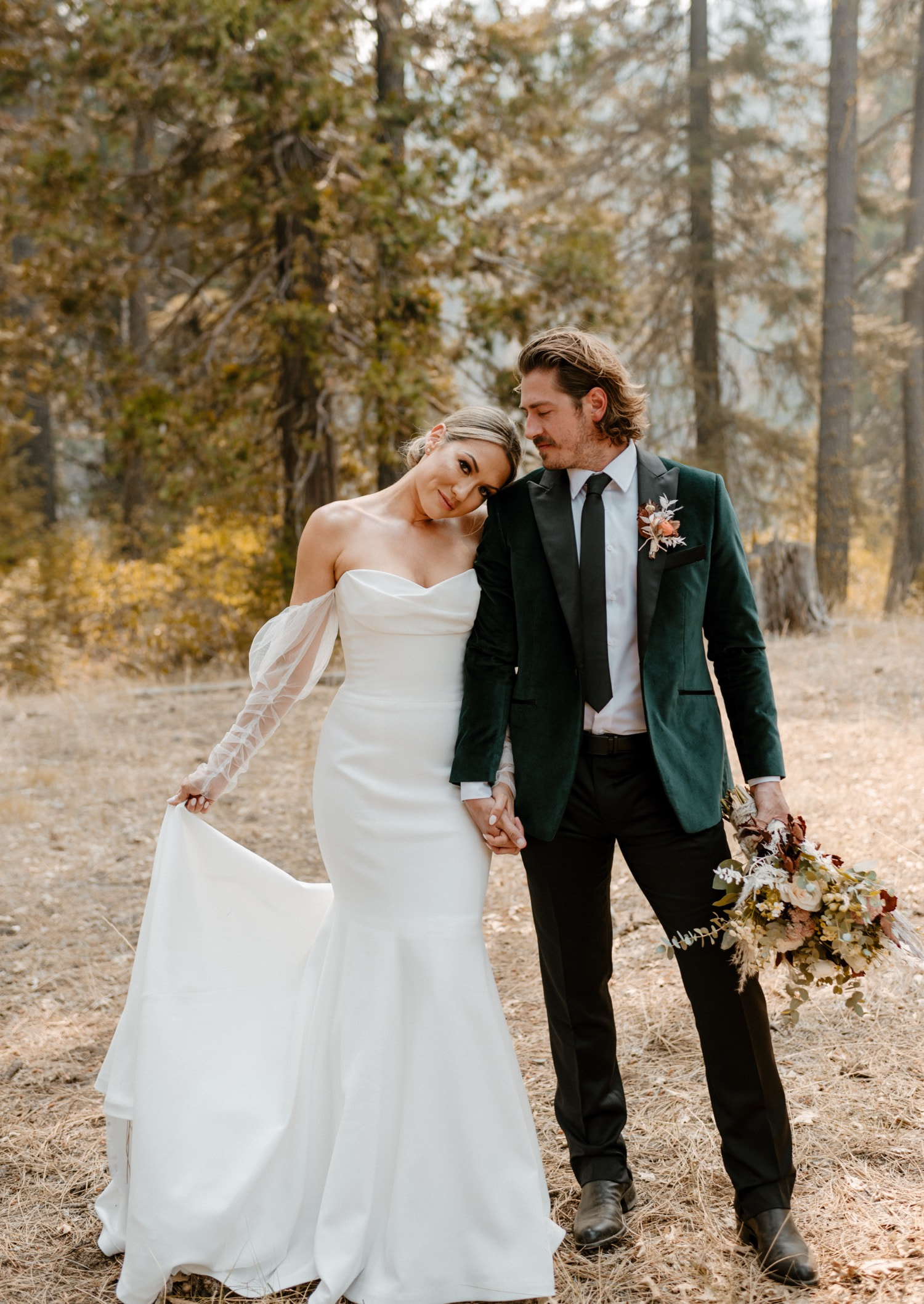 Joan and Kyle's elegant forest wedding portrait at Twenty Mile House, Graeagle CA - DJs In Reno Joan and Kyle's elegant forest wedding portrait at Twenty Mile House, Graeagle CA - DJs In Reno