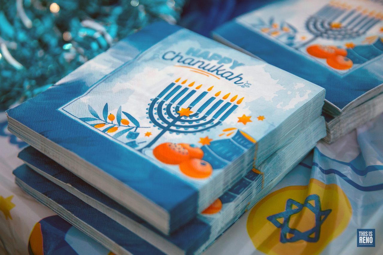Happy Chanukah books on the welcome table in City Plaza