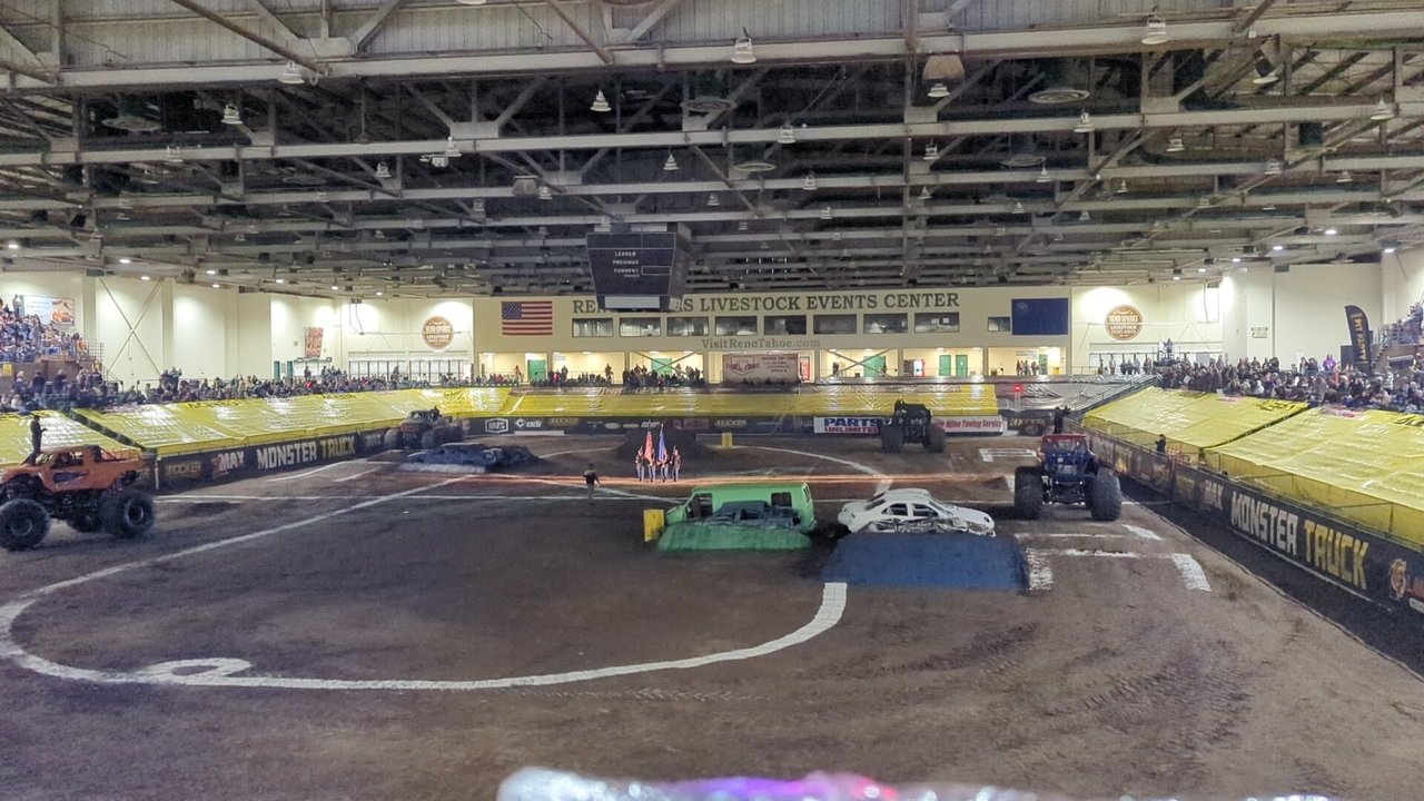 Packed stands as the trucks line up for the show