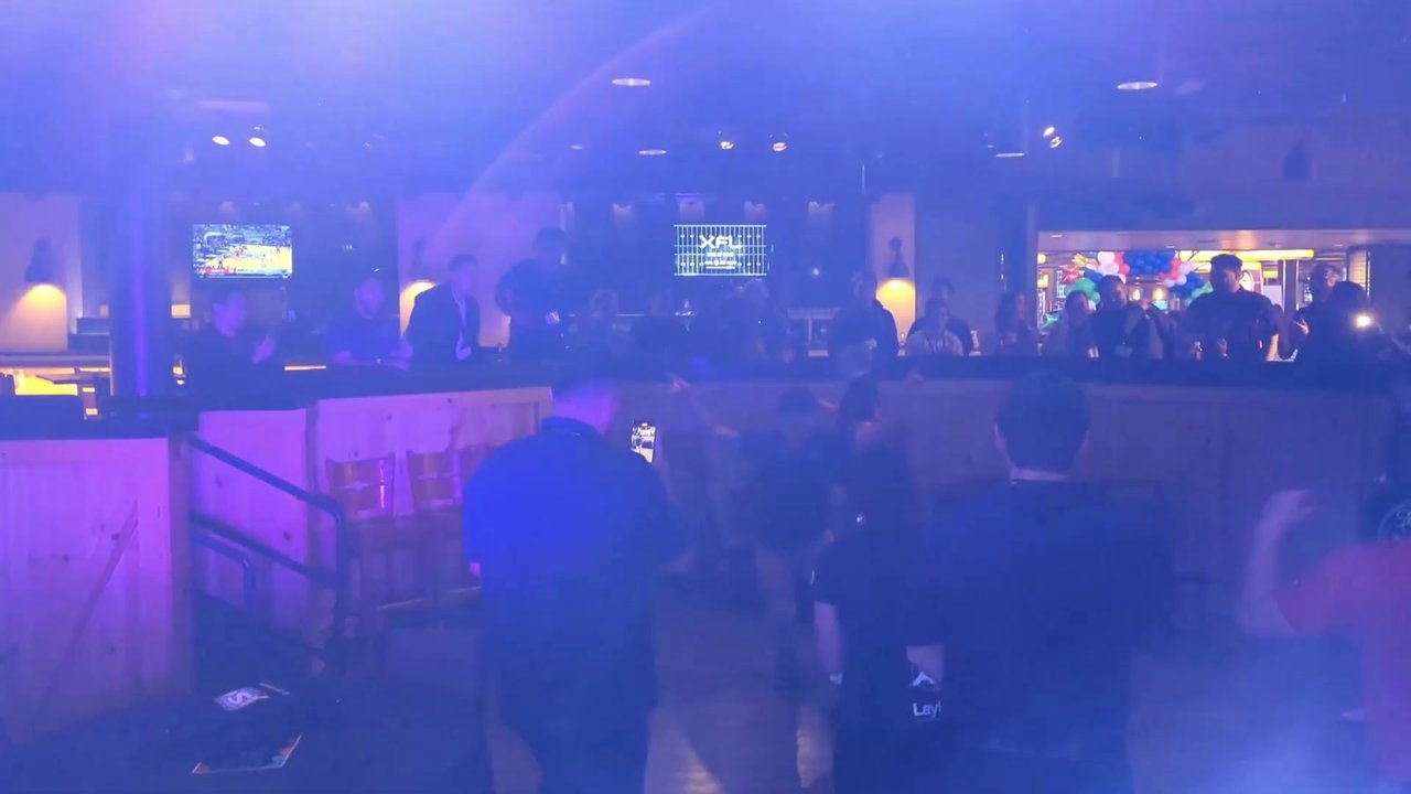Guests at the rail during the PENTA Building Group mixer at the Nugget
