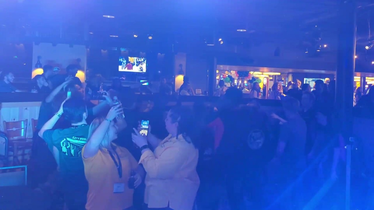 Guests dancing at the PENTA Building Group mixer at the Nugget