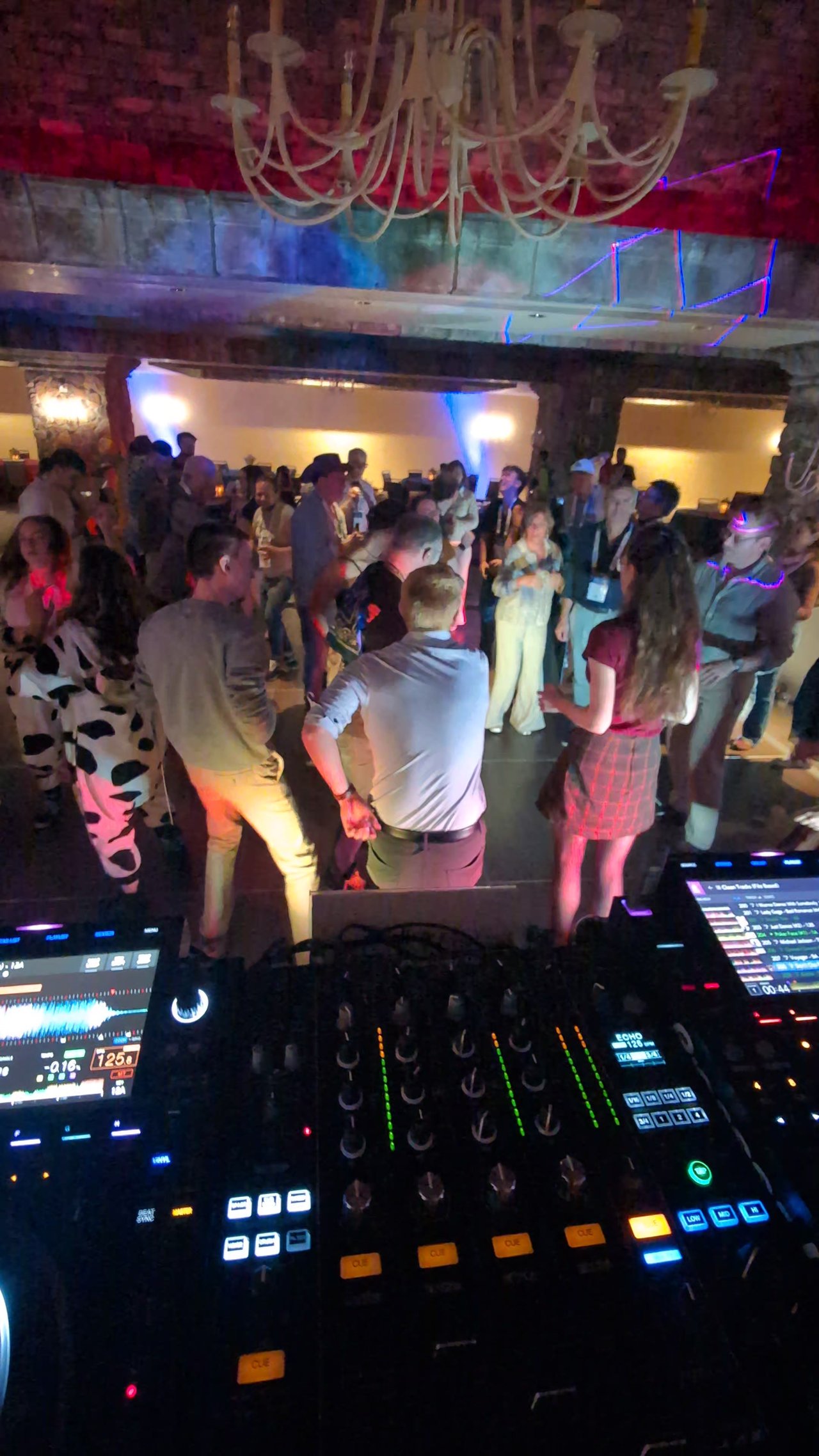 My mixer with a full dance floor in front of the booth