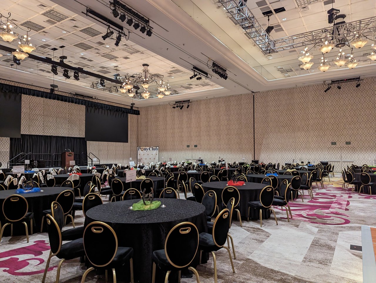 Guests filling the banquet room during the program