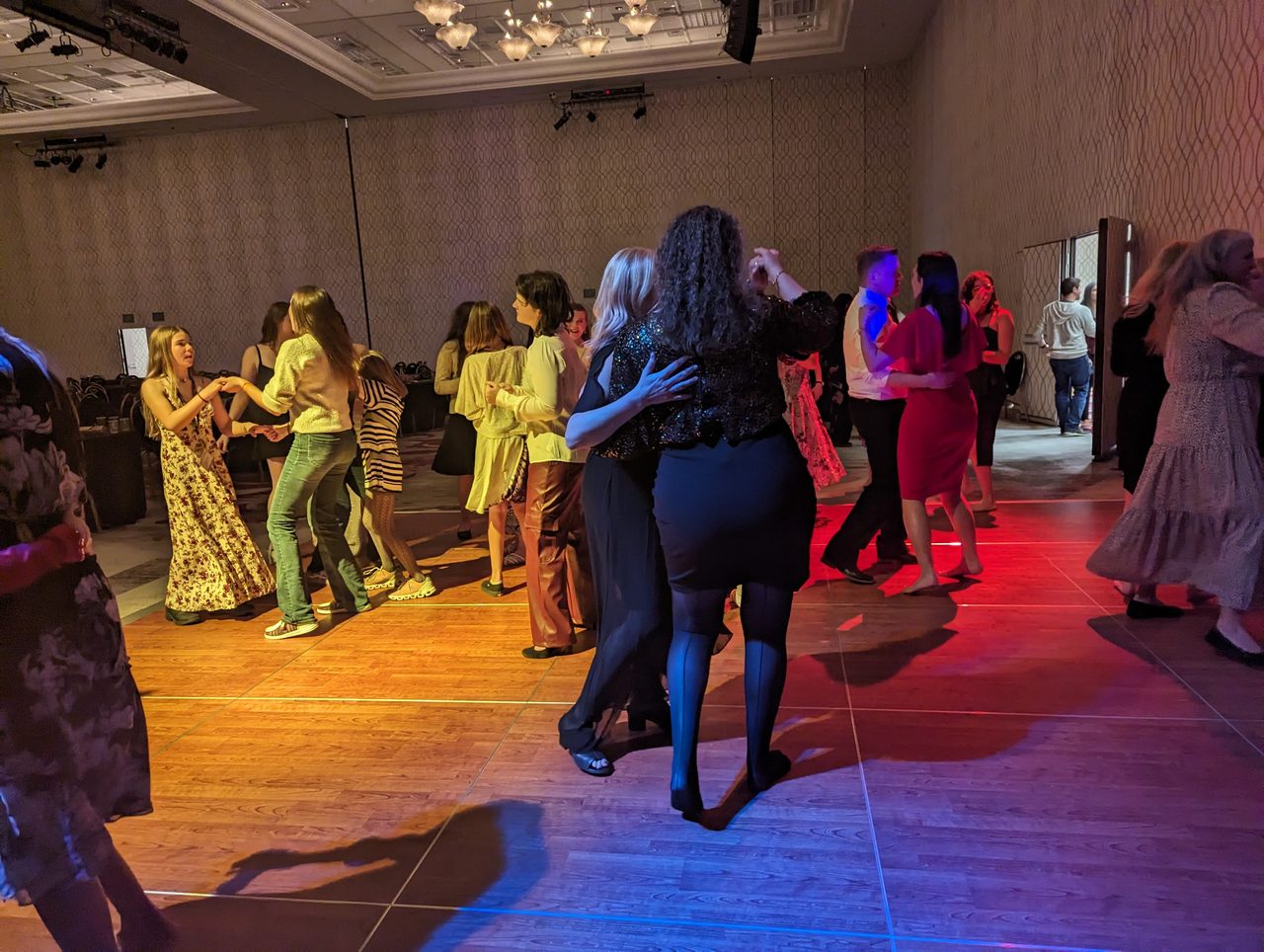Guests of every age dancing to Wagon Wheel late in the night
