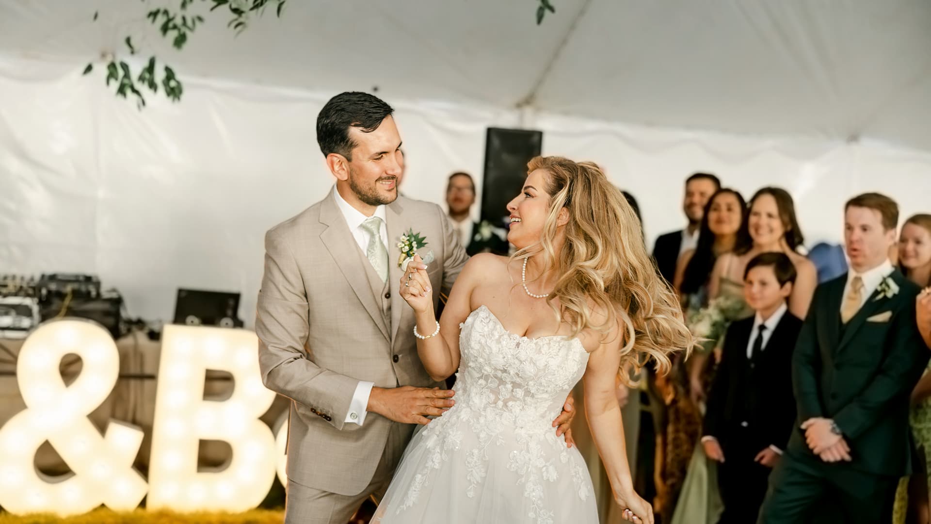 Britt and Chris's tented wedding reception at The Club at Rancharrah