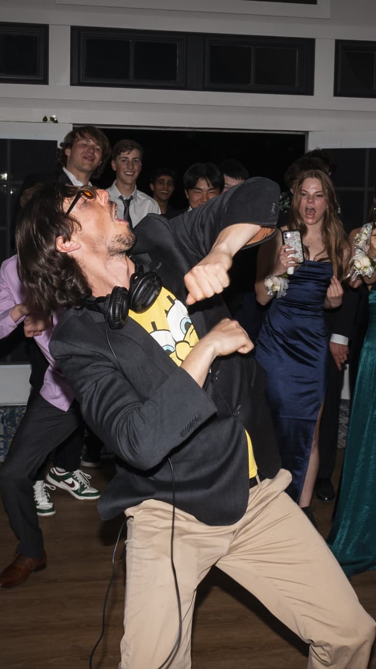 DJ Jon with students at a Sage Ridge School dance at The Club at Rancharrah