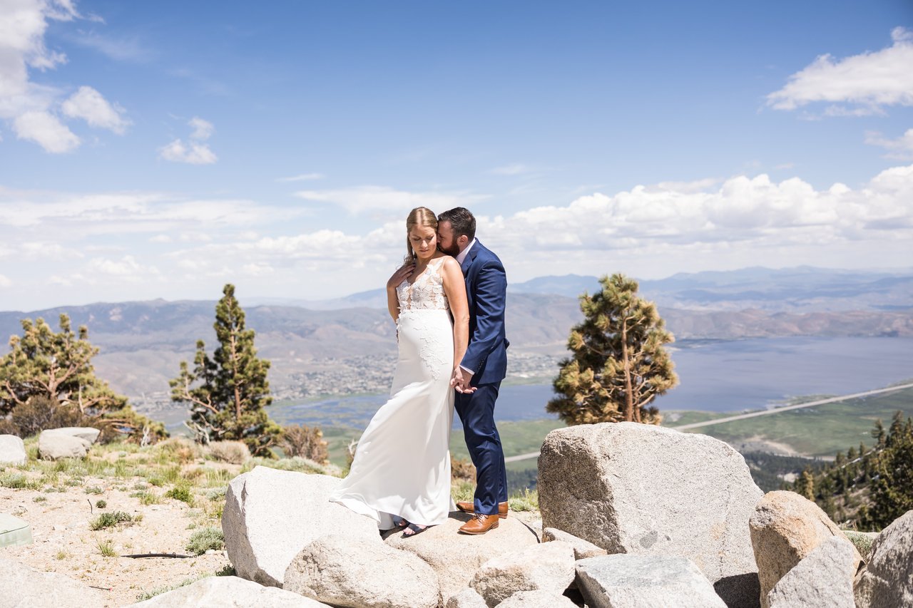 Ali and Robert on the boulders over Washoe Lake
