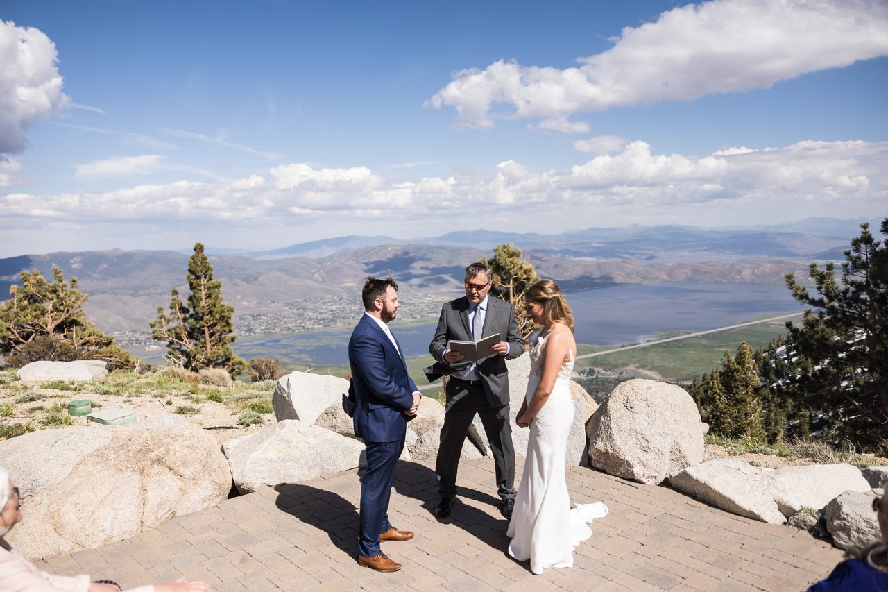 The ceremony with the valley below