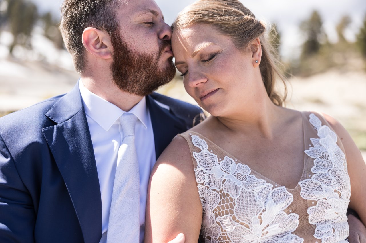 A close cheek kiss