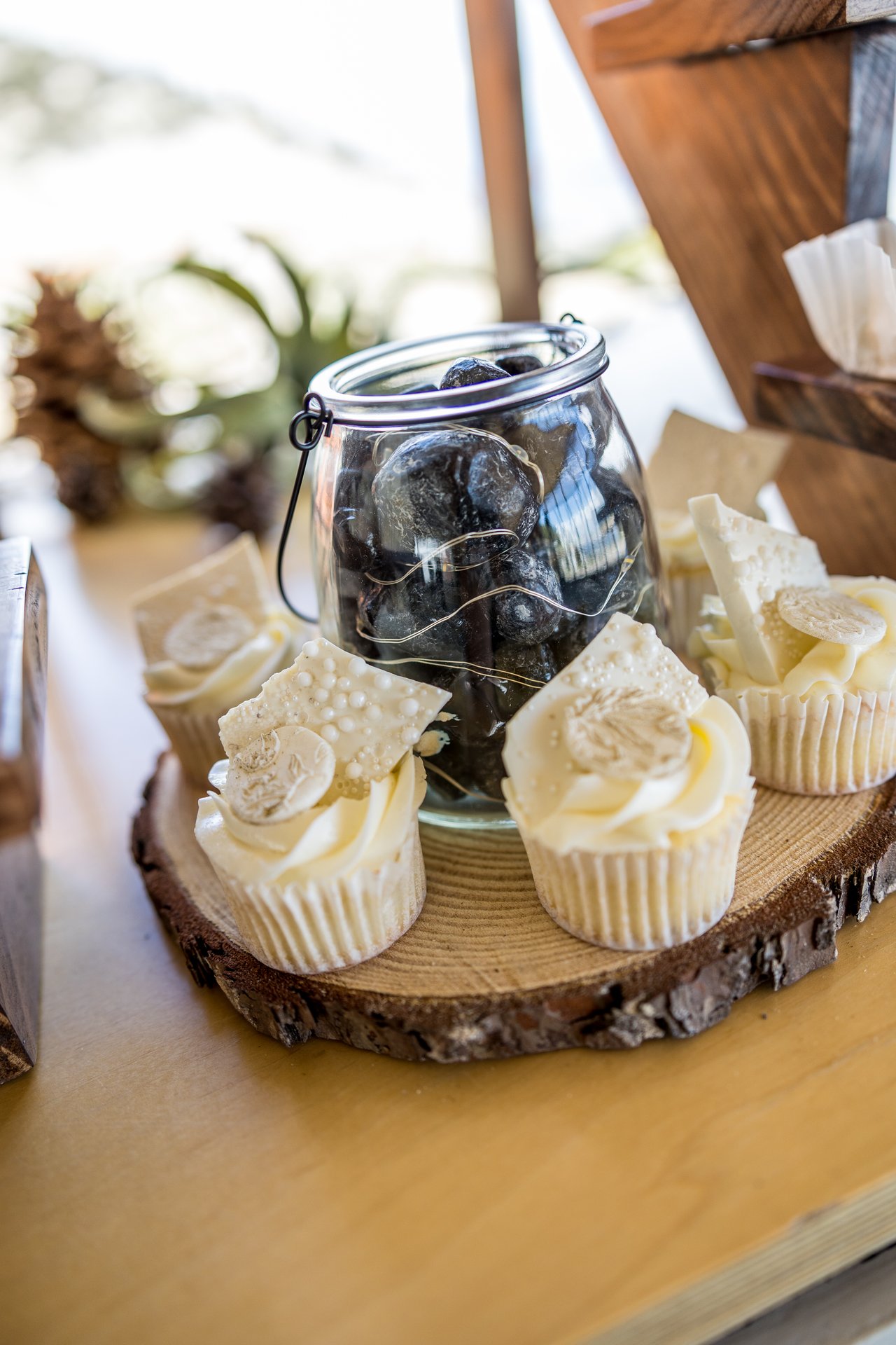 Cupcakes set out for the reception