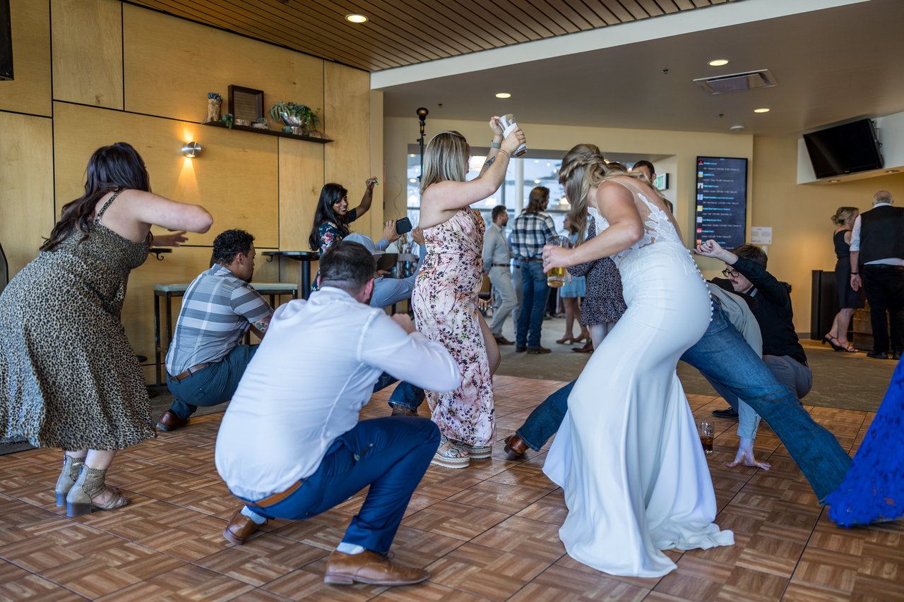Everyone gets low on the dance floor