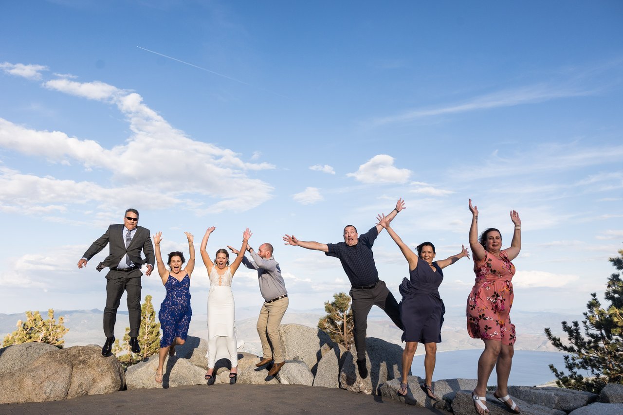 Everyone jumps on the rocks over Washoe Valley