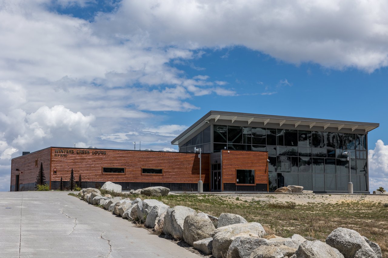 Winters Creek Lodge under a blue sky