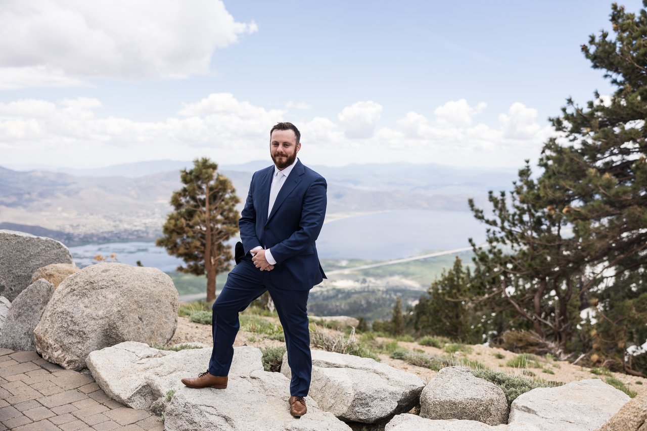 Robert stands by the boulders above Washoe Lake