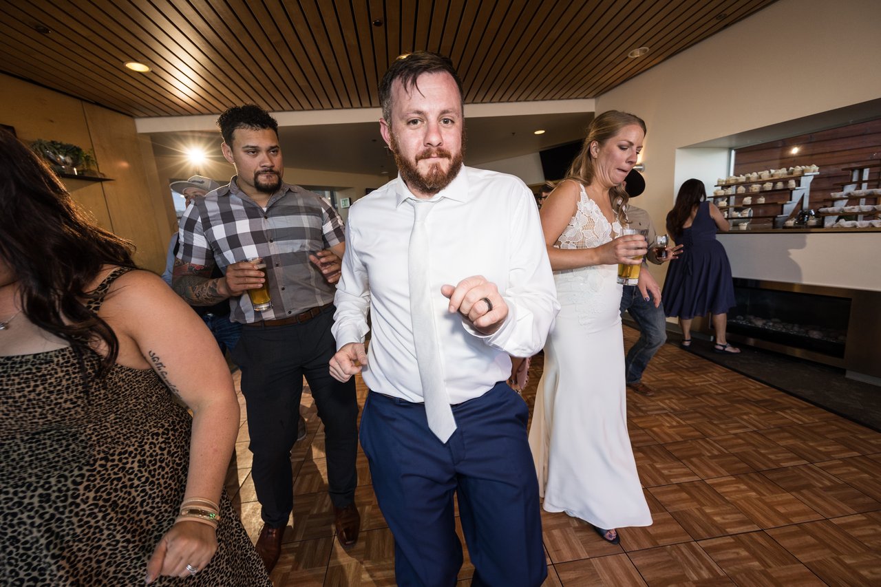 Robert points across the dance floor
