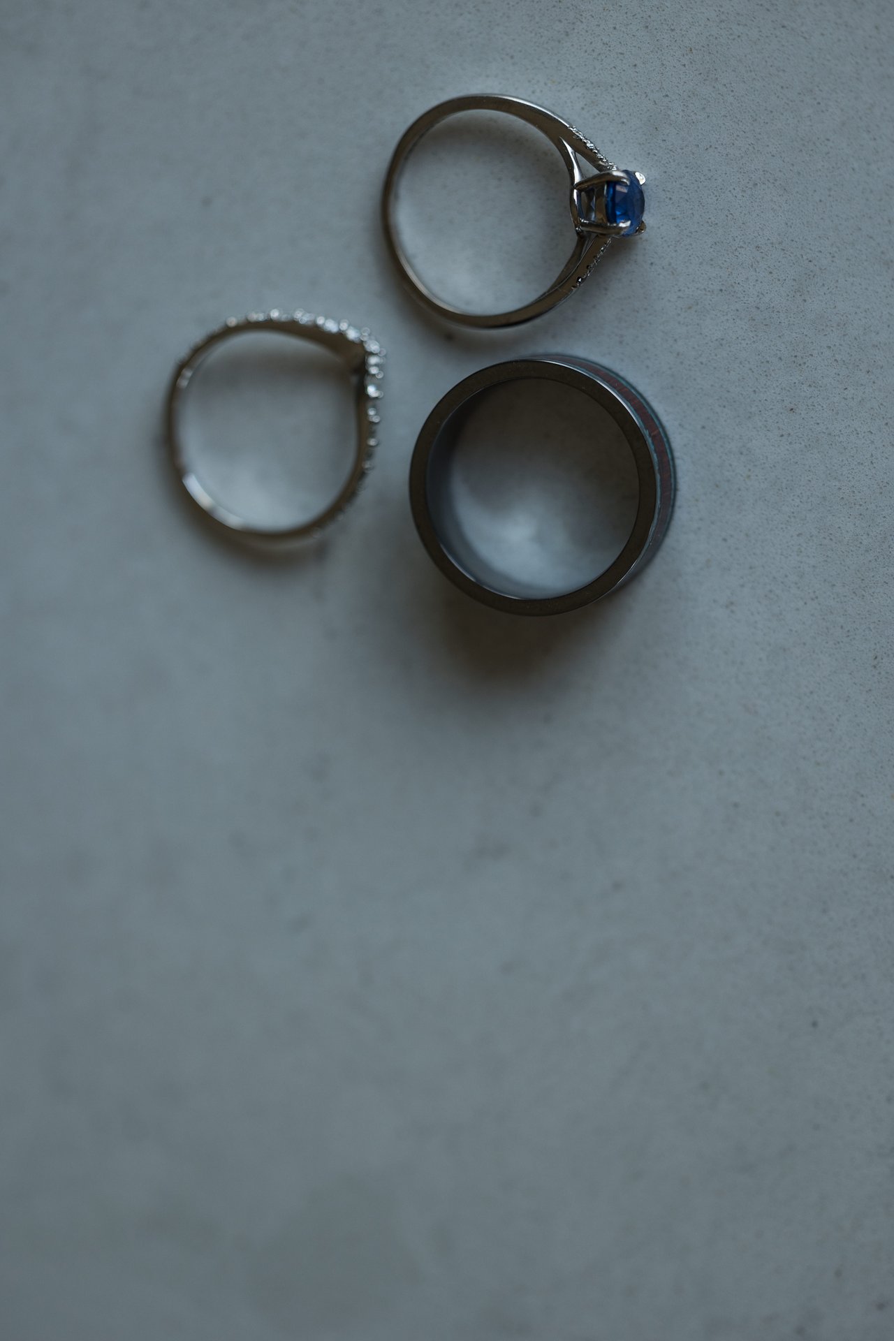 The wedding rings laid out together