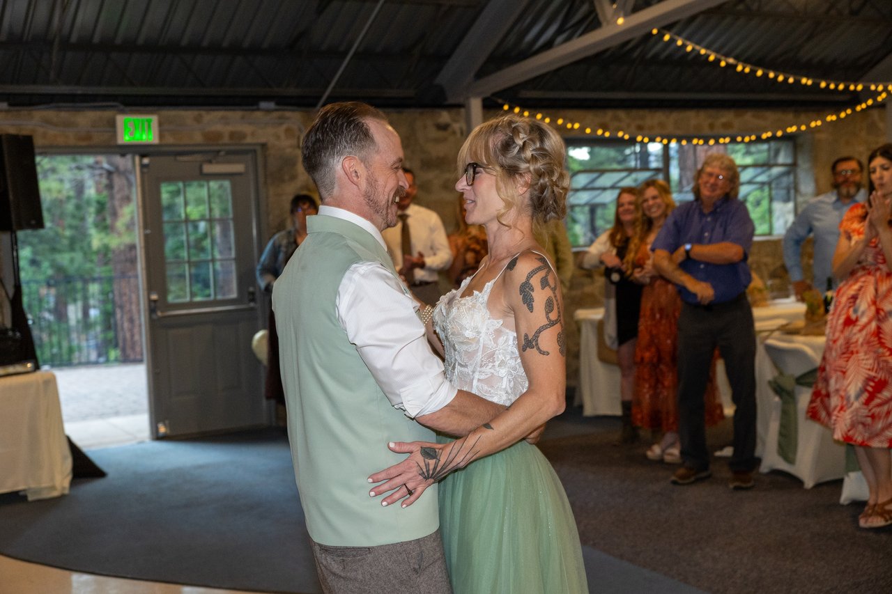 Amy and Justin dance close