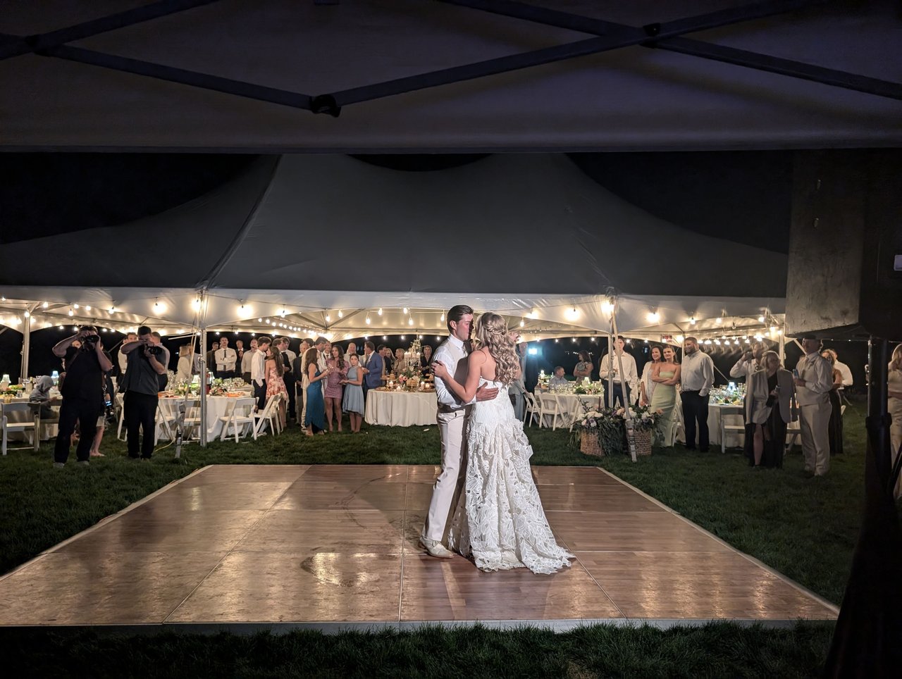 Anabella and Wyatt's first dance under the tent lights