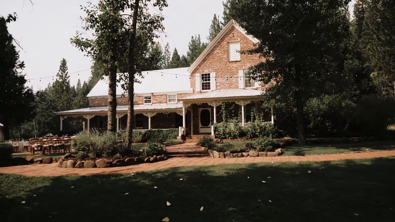 The brick lodge at Twenty Mile House on a summer afternoon
