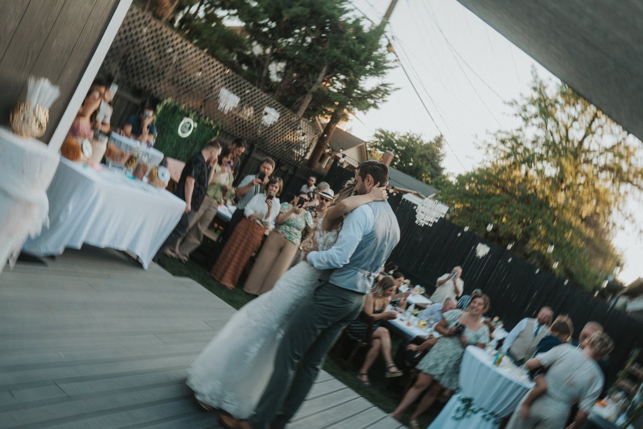 The first dance with guests watching from their tables