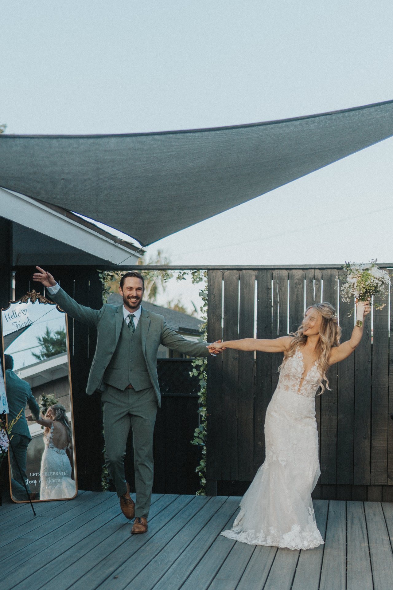 Lexy and Jeremy make their grand entrance on the deck