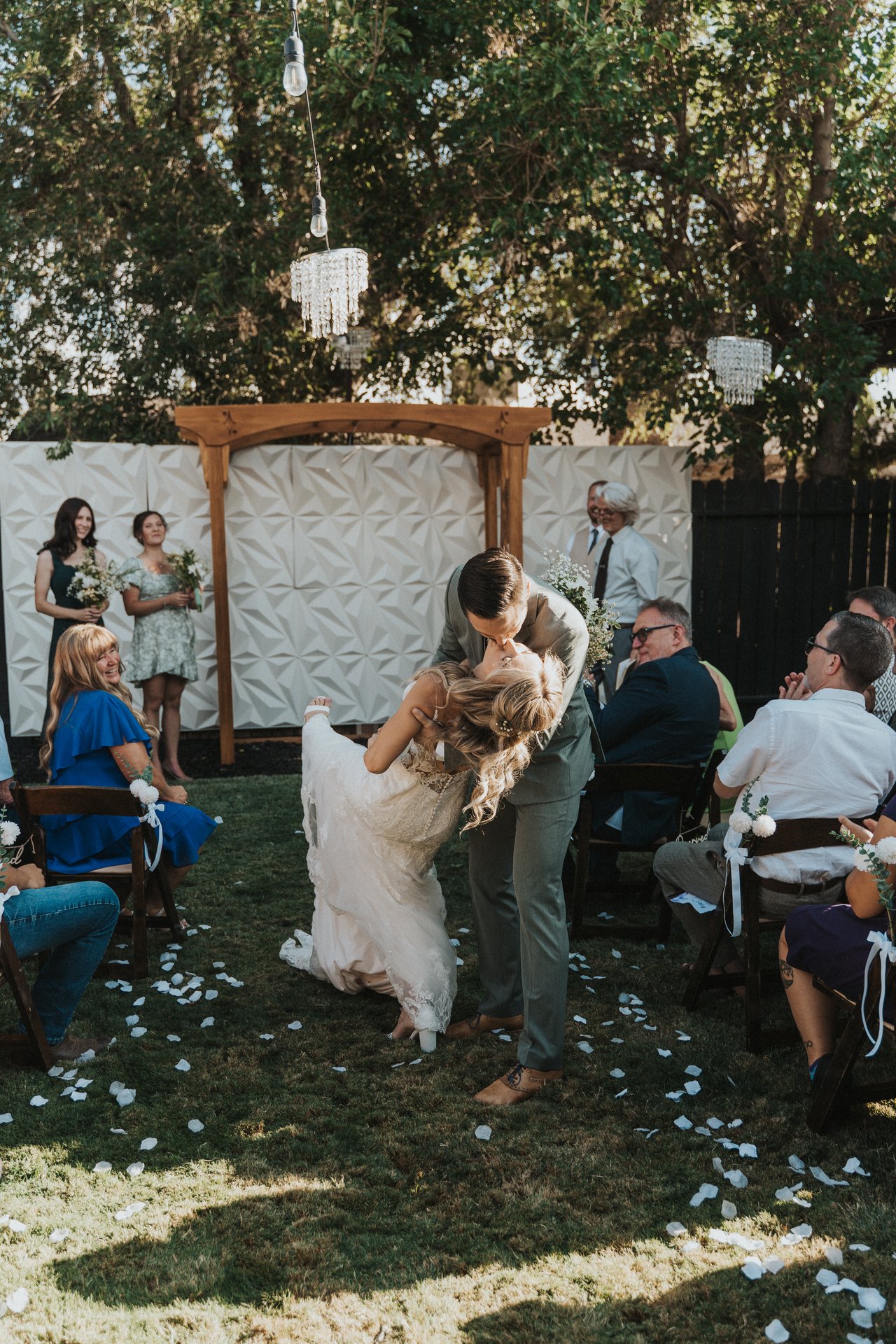Jeremy dips Lexy in the aisle
