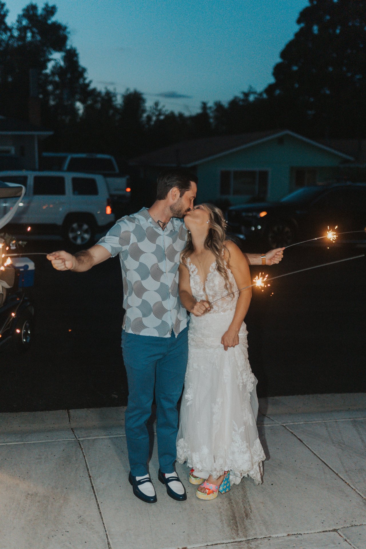 A sparkler kiss for Lexy and Jeremy