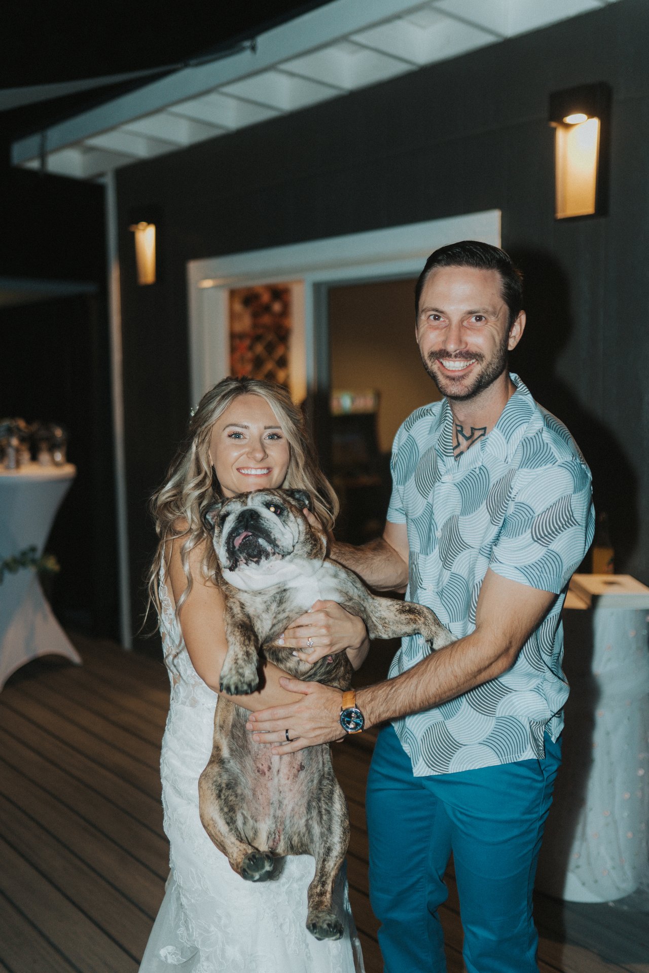 Lexy and Jeremy with their bulldog