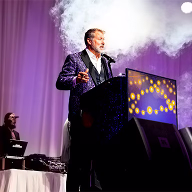 Corporate event with professional lighting and sound