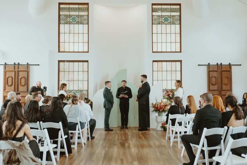 A wedding ceremony inside The Virgil, a renovated historic church in Reno