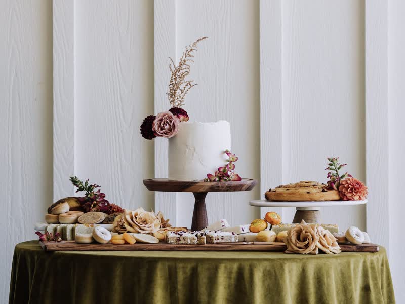 A styled wedding dessert table at Park Winters near Sacramento